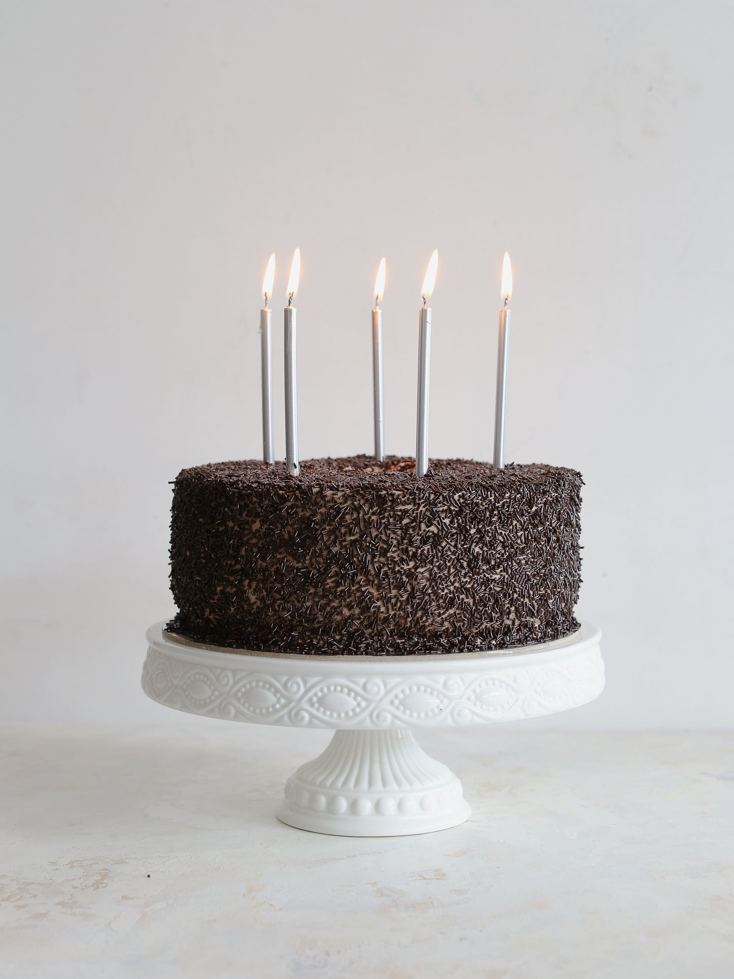 8" Chocolate Chiffon, Cocoa Crème, Belgian Dark Chocolate Sprinkles